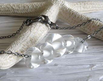 Lampwork Glass Bead Necklace: Oxidized Sterling Silver Chain, Handmade Jewelry