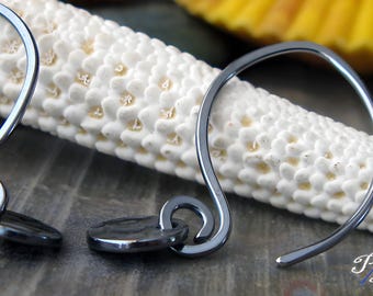 Dainty hammered disc drop earrings handmade in sterling silver or 14k gold