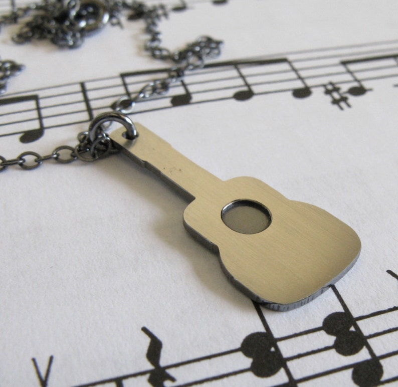 Acoustic Guitar Pendant Necklace. Sterling Silver Classical Etsy