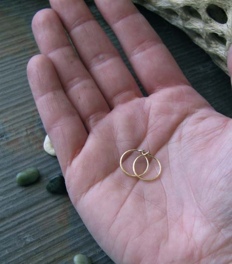 Minimalst tiny 1/2 hoop sleeper earrings artisan handmade in sterling silver, gold-filled, 14k gold, 18k gold, white gold, rose gold image 2