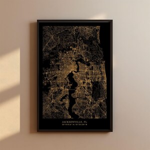 Kaart van Jacksonville | Jacksonville-afdruk | Jacksonville-poster | Stadsplan van Jacksonville | Kaart van Jacksonville, Florida | Muurkunst in Jacksonville