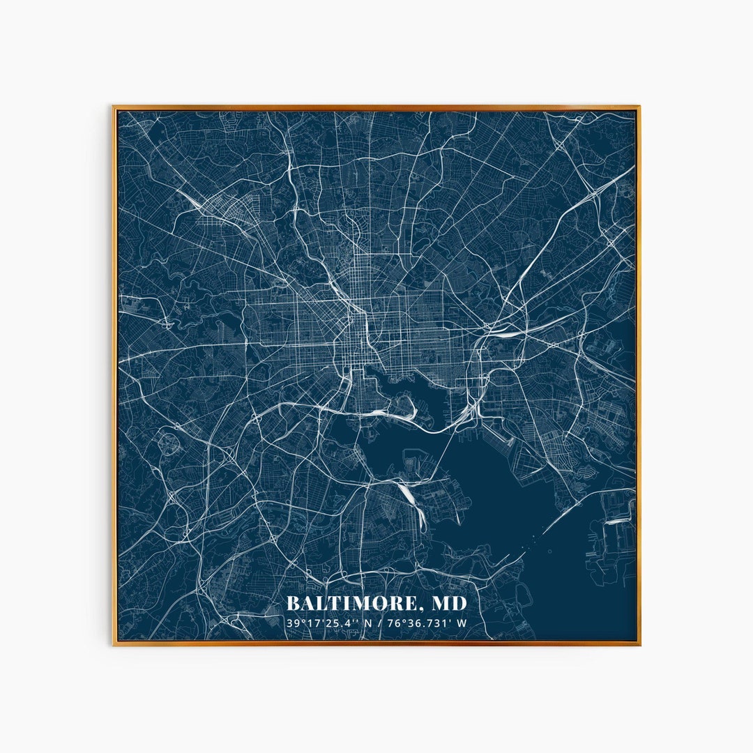 Baltimore Map | Baltimore Print | Baltimore Poster | Baltimore City Map ...