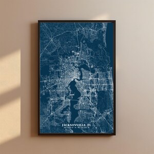 Kaart van Jacksonville | Jacksonville-afdruk | Jacksonville-poster | Stadsplan van Jacksonville | Kaart van Jacksonville, Florida | Muurkunst in Jacksonville