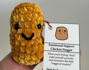 Emotional support chicken nugget, Crochet chicken nugget, positive gift, Gift For adults, desk pets, pocket pet, funny gift