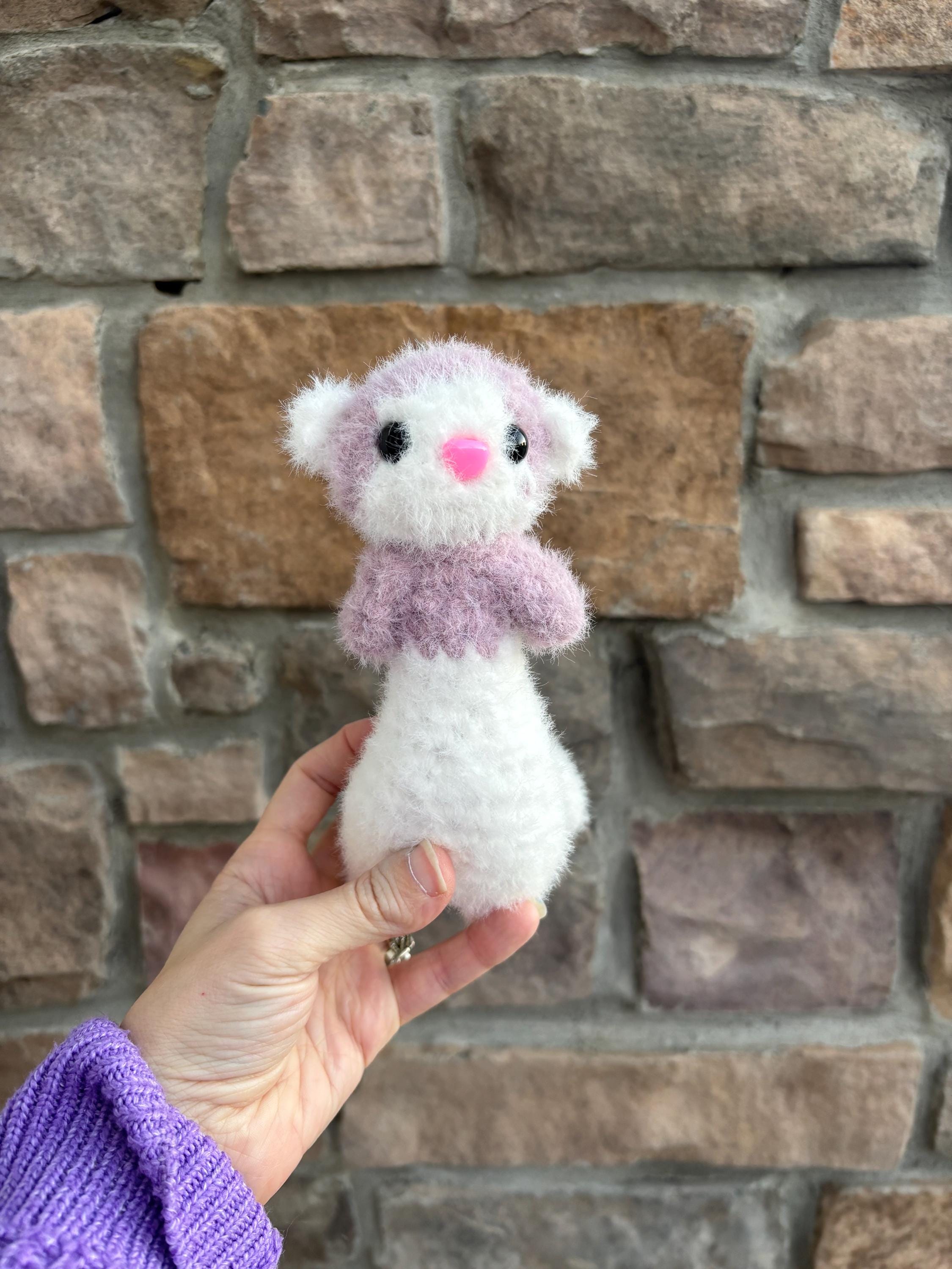 Lavender and White Ferret, Crochet Ferret, Crochet Plushie , Ferret ...