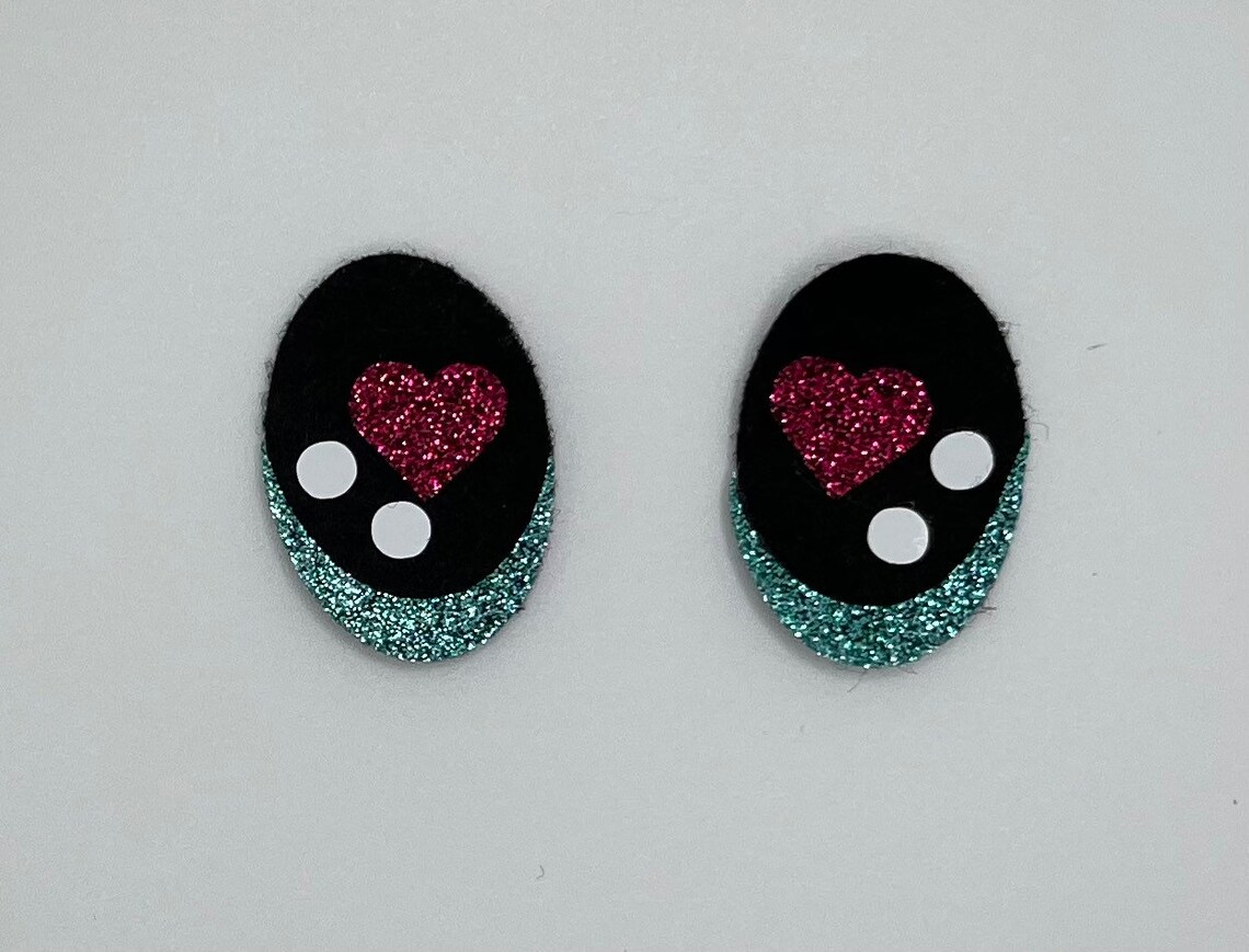 Set of 3 Felt Glitter Heart Eyes Felt Eyes Felt Eyes for Etsy