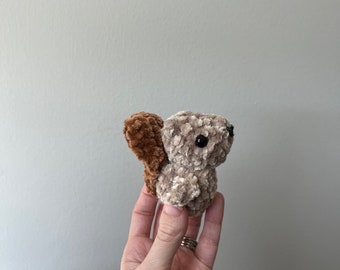 Mini squirrel plushie, Crochet squirrel owl, Crochet squirrel , squirrel gift, Gift For Kids, crochet animal, Tween Gift, desk pets, pocket