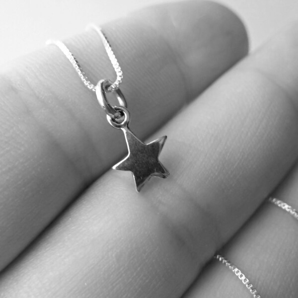 SALE - Petite Star in Solid sterling silver necklace - 18 inch chain - 5 point sterling silver star - Wish - Superstar - Sun & Moon