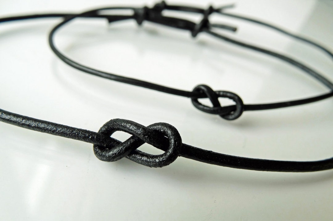 His & Hers Set Infinity Knot Leather Cord Adjustable Etsy