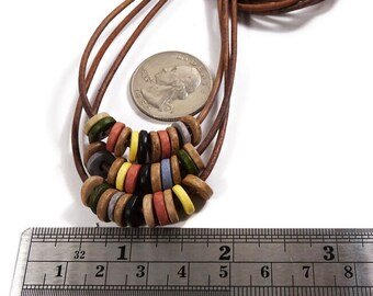 Adjustable cord necklace - Sliding centerpiece choice of Ceramic, Hemalike, Jadite - Leather Cord - His or Hers - Fidget - Spin - Sliding