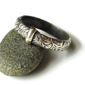 Celtic Filigree Ring © - Solid Sterling Silver - Antique Pattern - Outlander Wedding band - Scottish - Celtic scroll - Rustic Sporran Key