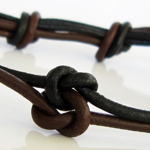 Leather Knot - His OR Hers bracelet - Adjustable - Your choice of color - Love Knot - Highlander Handfasting - Wedding - Bride and Groom
