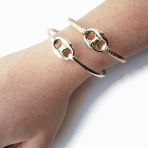 Mariner Anchor Link Bracelet, Necklace or Set - Sterling .925 - Hook Clasp - Cable rope - 18&quot; box chain - Voyager - Sailor - Everyday