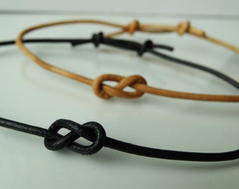 His Infinity knot Bracelet - Leather cord - Adjustable bracelet - Blood of my Blood - Your color choice - anniversary - couples - His Hers