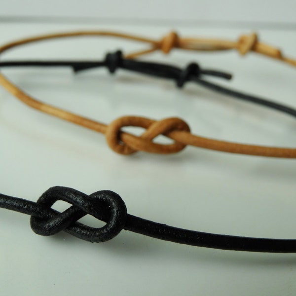 His Infinity knot Bracelet - Leather cord - Adjustable bracelet - Blood of my Blood - Your color choice - anniversary - couples - His Hers