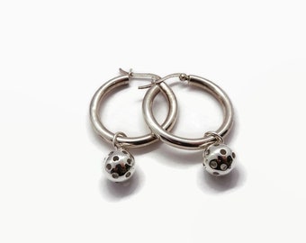 Sterling Silver Pickleball Hoop Earrings - Sports jewelry - dinker - slammer - partner coach gift - tournament win - court fan - PPA - APA