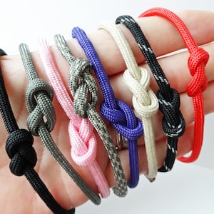 Set - Infinity Knot paracord - Adjustable  - choice of colors and sizes - survival bracelet