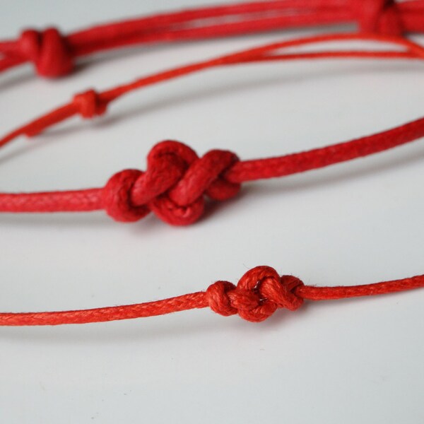 Set - Red Cord of Protection - Celtic Eternity Knot - Adjustable - choice of colors - Talisman, Luck, Love Knot, Christian, Karma