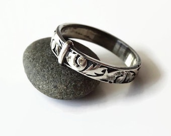 Distel Band © - Massives Sterling 925 - Ehering - Sporranschlüssel - Distel Muster - Keltisch - Outlander - Schottland