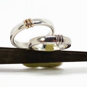 Past, Present, Future Ring © Solid Sterling & 14ktgf - Wedding band - Stacking - Outlander - Sporran key - Celtic - His Hers - Mixed metals
