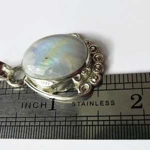 50% OFF - Rainbow Moonstone pendant - sterling silver - bezel mounting - One of  a Kind - OOAK