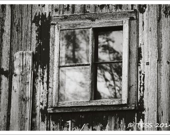 Old Barn Window Photography Print - Black And White Print - Iowa Abandoned Barn - Rustic Farm Scene - Old Barn - Photography Prints