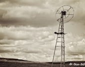 Photography - Old Farm Windmill Print - Sepia Farm Print - Sepia Windmill Print - Farm Landscape Photography - Photography Prints