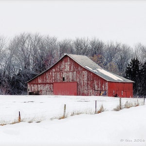 Winter Barn Print Barn Photography Barn Photo Red Barn Photo Landscape Photography Winter Landscape Photography Prints image 2