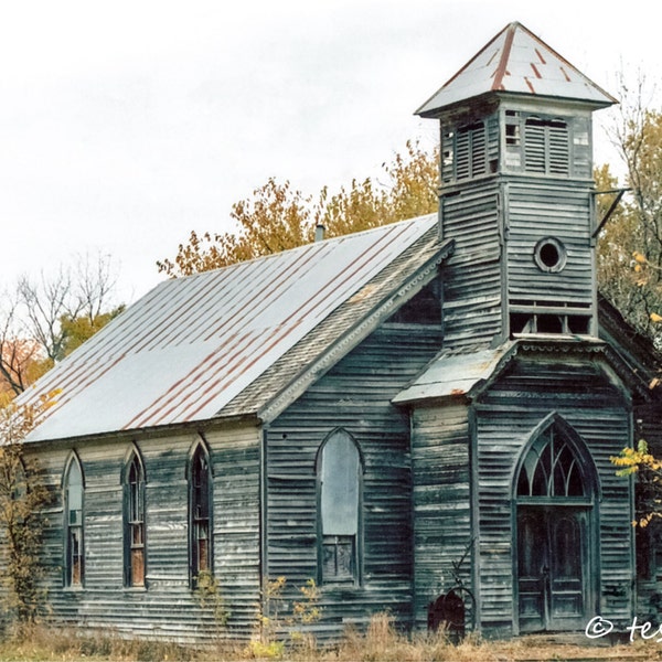 Photography - Old Wooden Church Photo 1 - Photographic Print -   Loess Hills Church - Photography Prints