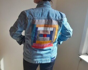 Upcycled denim jacket with quilted back panel