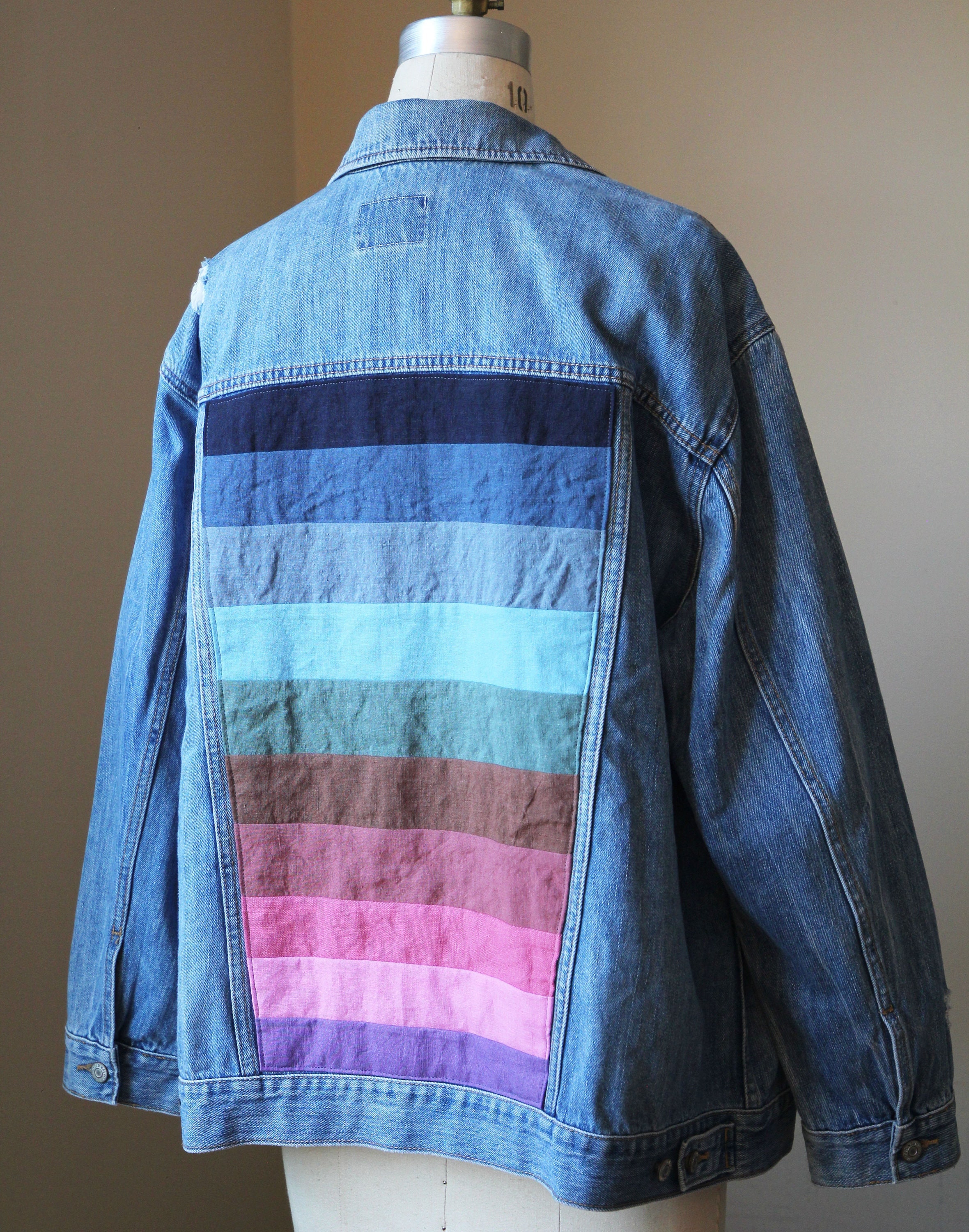 Ombre Denim Jacket Etsy UK