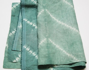 Fat Quarter of Green Chevron Stitched Shibori Linen for Sewing