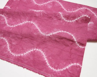 Raspberry Linen Stitched Shibori Fabric Fat Quarter