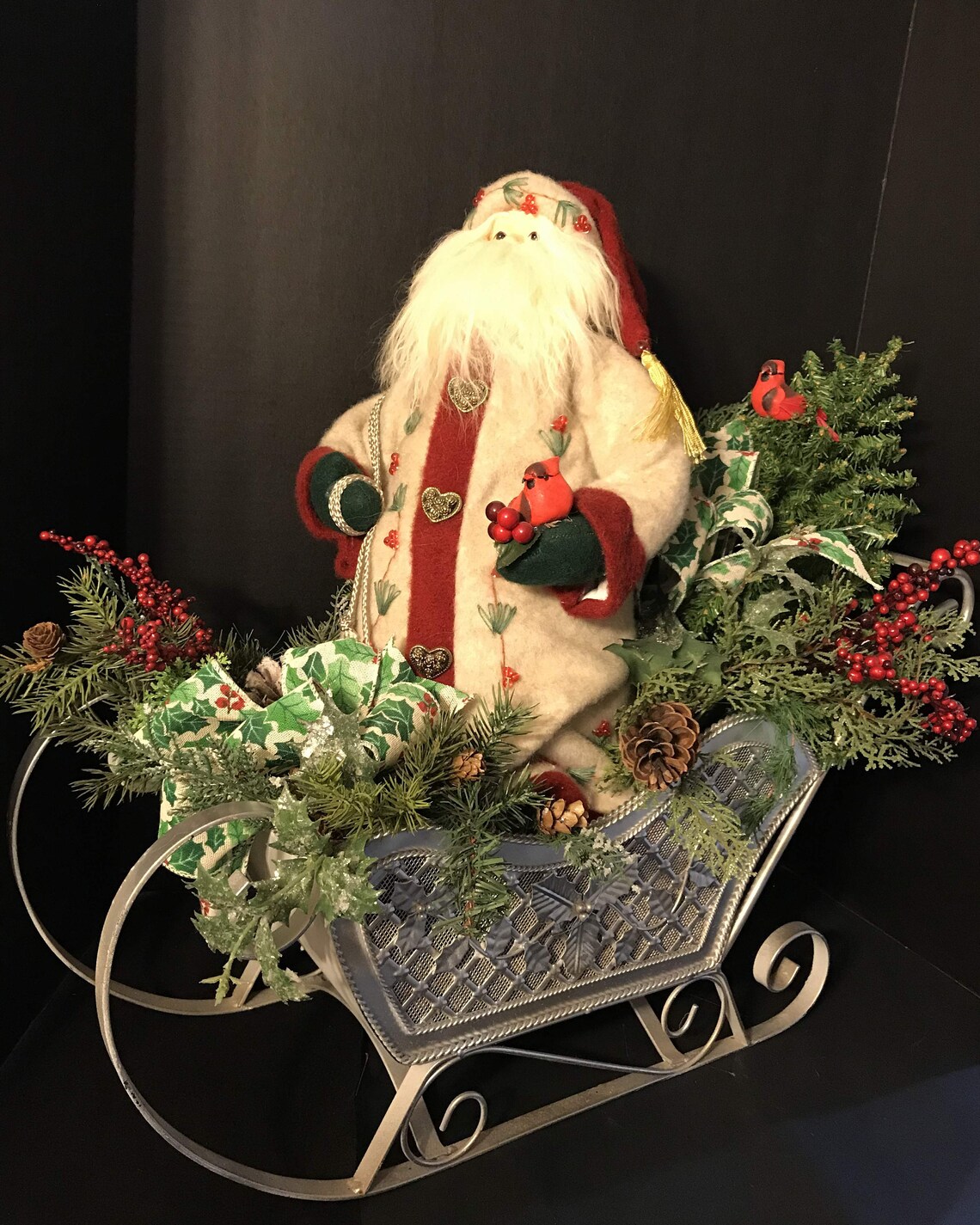 Large Santa Sleigh Centerpiece Tabletop Mantle Decoration Etsy