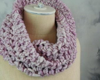 Pretty Petunia Soft Lacy Cowl - Hand-knit Merino Wool - Purple Lilac Lavender Amethyst