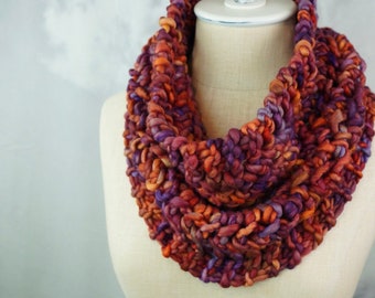 Dream Angel Soft Lacy Cowl - Hand-knit Merino Wool - Pink, Orange, Purple, Coral, Peach