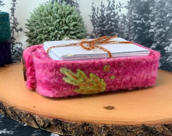 Note Paper Upcycled Felt Box - Scrap Paper Holder - Desk Organizer