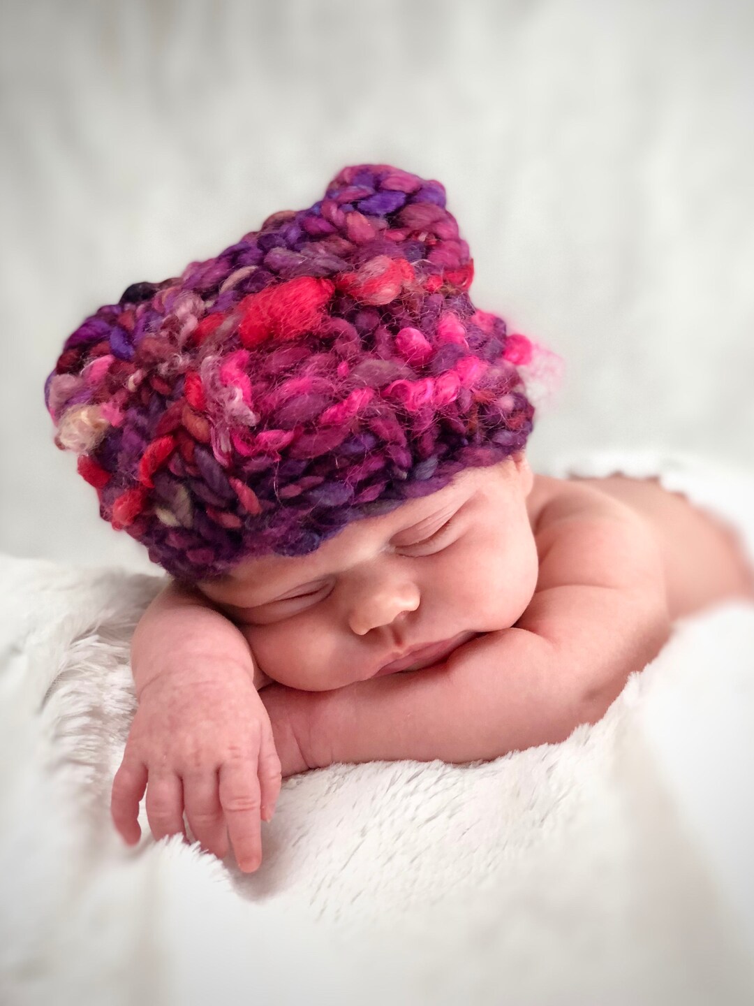 Sugar Plum Newborn Baby Hat Merino Wool, Silky Mohair Locks Etsy