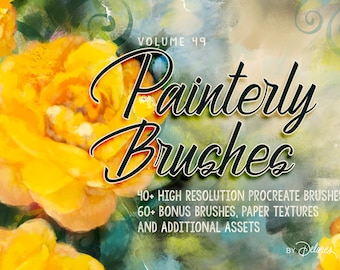 Volume 49 – Painterly Procreate Brushes & Textures Bundle, Digital iPad Brushes