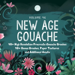 Volume 46 – Painterly Gouache Procreate Brushes & Textures Bundle Digital iPad Brushes