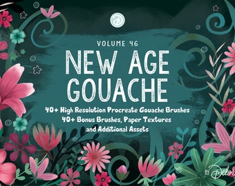 Volume 46 – Painterly Gouache Procreate Brushes & Textures Bundle Digital iPad Brushes