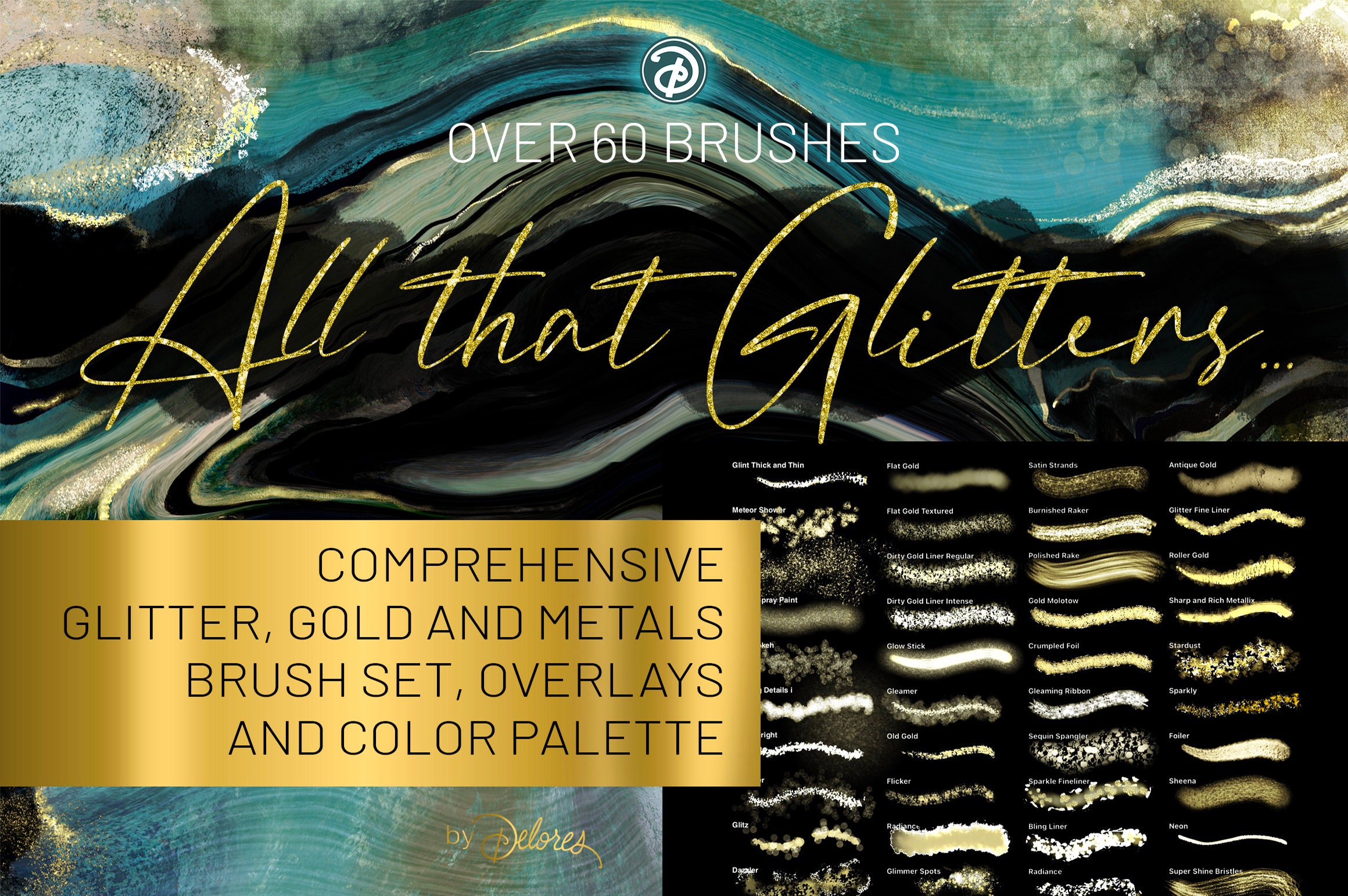 Volume 33 – All That Glitters：iPad向け Procreate グリッターブラシ＆メタリックフォイルスタンプ