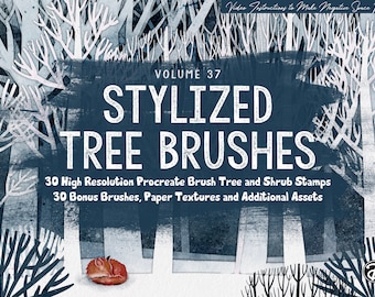 Volume 37 – Trees & Shrubs Procreate Watercolor Brushes and Stamps Bundle