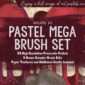Volume 52 – Massive Pastel Procreate Brushes & Textures Bundle, Digital iPad Brushes