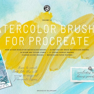 Volume 34 – Procreate Watercolor Brushes, Digital iPad Brushes Bundle
