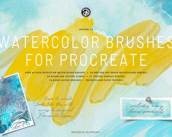 Volume 34 – Procreate Watercolor Brushes, Digital iPad Brushes Bundle