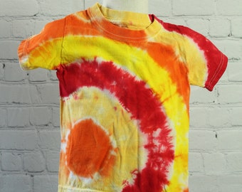 Tie Dyed T-Shirt  Children's Size 2T-3T Cotton Short Sleeve Hand Dyed in Orange, Red, Yellow, Great Gift!