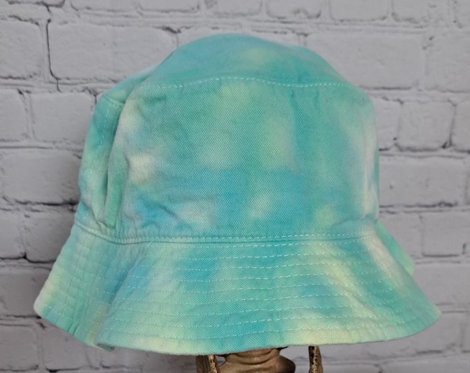 Bucket Hat, Tie Dyed, One Size Fits Most, Cotton, Light Blue, Light Yellow, Summer Hat, Easy Travel