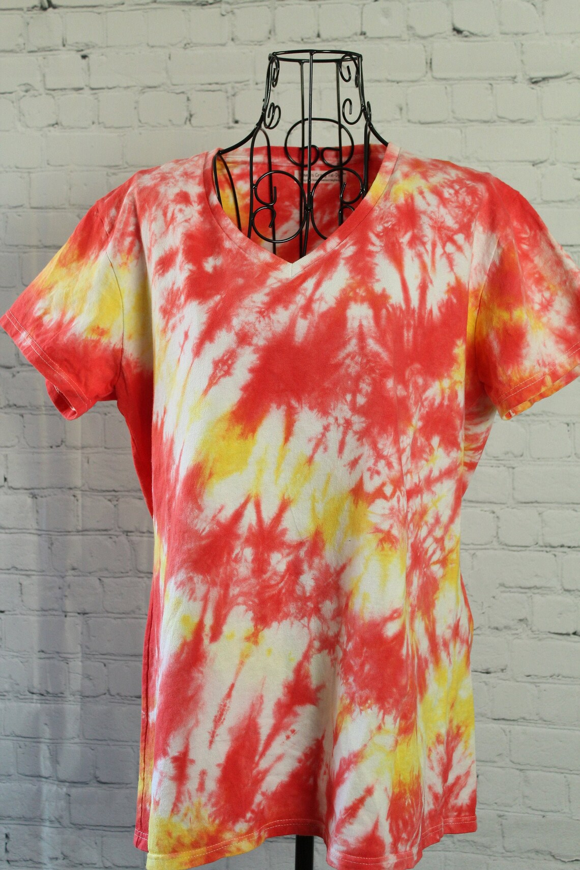 Tie Dyed Ladies VNeck TShirt Adult XLarge Cotton Short Etsy