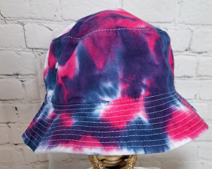 Bucket Hat, Tie Dyed, One Size Fits Most, Cotton, Blue, Purple, Summer Hat, Easy Travel